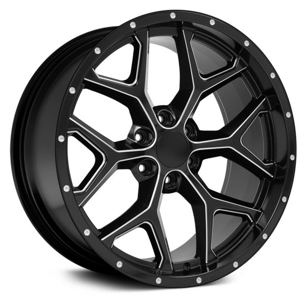 OE Wheels® - 22 x 9.5 6 Y-Spoke Satin Black with Milled Accents Alloy Factory Wheel (Replica)