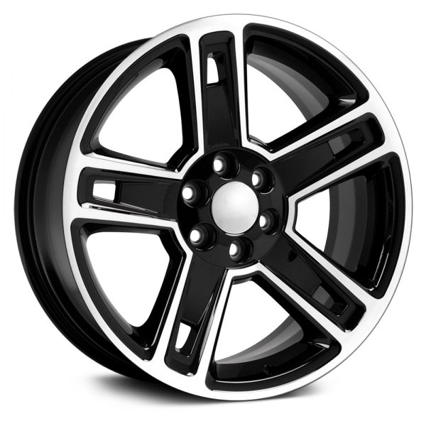 OE Wheels® - 22 x 9 Double 5-Spoke Black with Machined Face Alloy Factory Wheel (Replica)