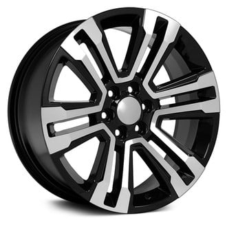 OE Wheels® - 6 V-Spoke Black with Machined Face 22x9 Alloy Factory Wheel - Replica