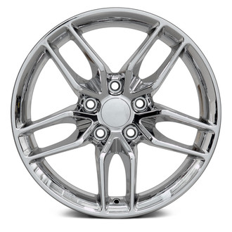 Double 5-Spoke Chrome 18x8.5 Alloy Factory Wheel, Replica - Front View