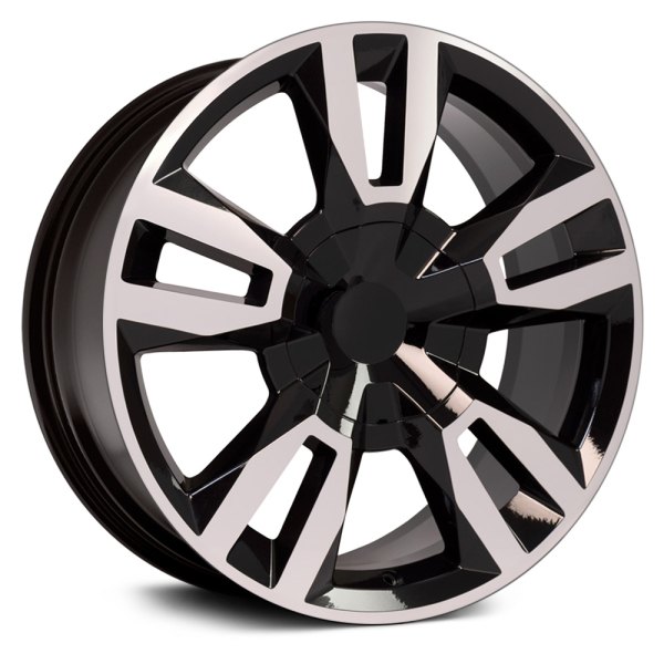 OE Wheels® - 22 x 9 Double 5-Spoke Black with Machined Face Alloy Factory Wheel (Replica)