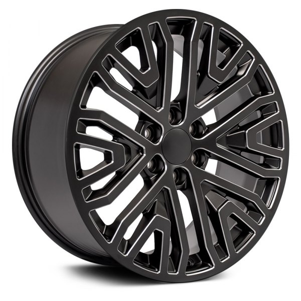 OE Wheels® - 22 x 9 6 Double V-Spoke Black with Milled Accents Alloy Factory Wheel (Replica)