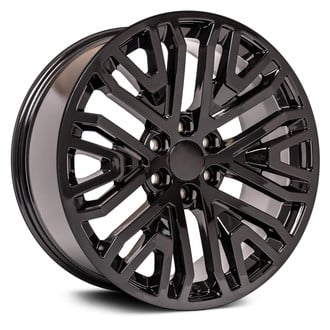 OE Wheels® - 6 Double V-Spoke Black 22x9 Alloy Factory Wheel - Replica