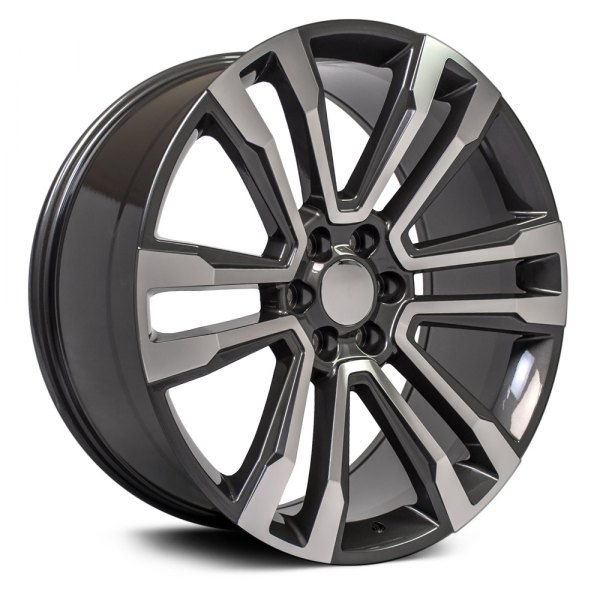OE Wheels® - 24 x 10 6 V-Spoke Hyper Black with Machined Face Alloy Factory Wheel (Replica)
