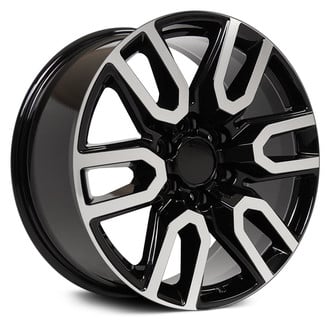 OE Wheels® - 6 V-Spoke Black with Machined Face 20x9 Alloy Factory Wheel - Replica