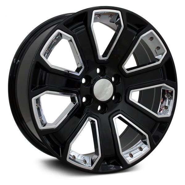 OE Wheels® - 22 x 9 7-Spoke Black with Chrome Insert Alloy Factory Wheel (Replica)