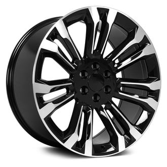 OE Wheels® - 7 Double-Spoke Black Machined 24x10 Alloy Factory Wheel - Replica