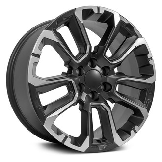 OE Wheels® - Double 5-Spoke Satin Black with Milled Edge 22x9 Alloy Factory Wheel - Replica