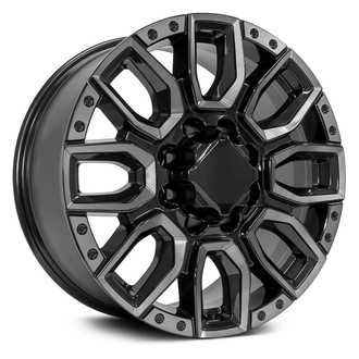 OE Wheels® - 8 U-Spoke Black Milled Edge with Tinted Clear 20x8.5 Alloy Factory Wheel - Replica