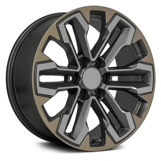 OE Wheels® - 6 Double-Spoke Satin Gunmetal Machined Face 20x9 Alloy Factory Wheel - Replica