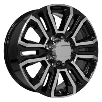 OE Wheels® - 6 Double-Spoke Gloss Black Machined 22x8.5 Alloy Factory Wheel - Replica