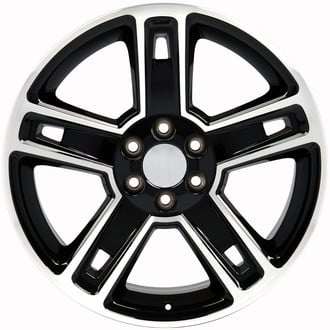 OE Wheels® - Double 5-Spoke Gloss Black Machined 22x9 Alloy Factory Wheel - Replica