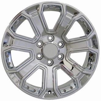 OE Wheels® - 7 I-Spoke Chrome with Chrome Insert 22x9 Alloy Factory Wheel - Replica