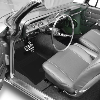 OER® - 1st & 2nd Row Black Rubber Floor Mat Set with Bowtie Logo