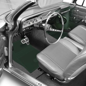 OER® - 1st & 2nd Row Dark Green Rubber Floor Mat Set with Bowtie Logo