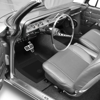 OER® - 1st & 2nd Row Black Rubber Floor Mat Set with Bowtie Logo