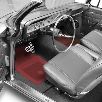 OER® - 1st & 2nd Row Red Rubber Floor Mat Set with Bowtie Logo
