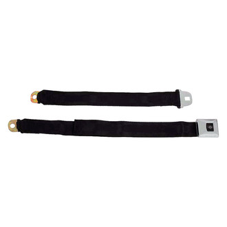OER® - Rear Rertractable Harnesses Seat Belt, Black with Silver Starburst Button