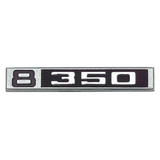 OER® - "8 350" Chrome/Black Fender Emblems