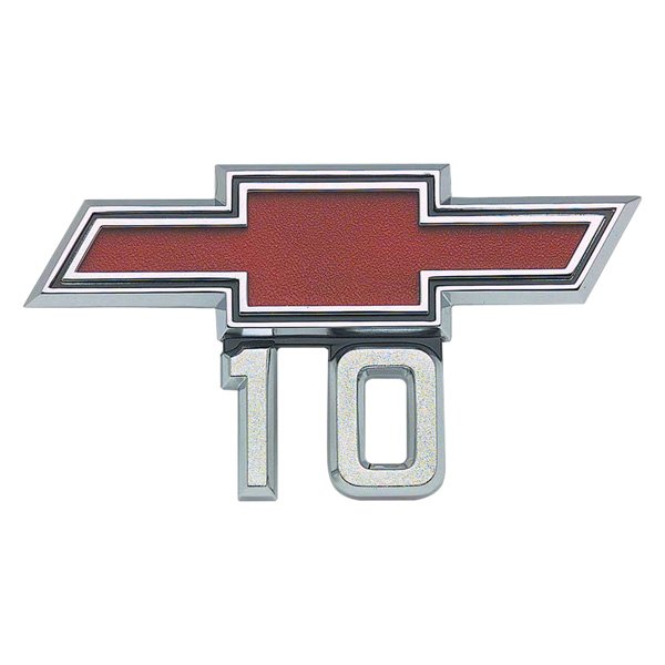 OER® - "Bowtie with 10" Red/Chrome Fender Emblems
