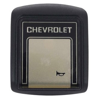 OER® - Black and Champagne Accent Horn Button Cap with Chevrolet Lettering for Deluxe Steering Wheel