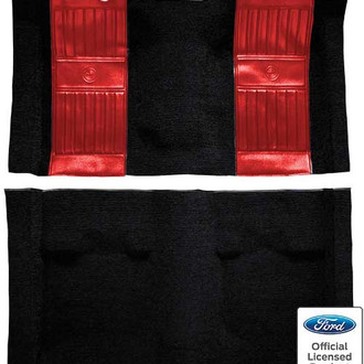 OER® - Black with Red Pony Inserts Nylon Loop Replacement Passenger Area Carpet Kit