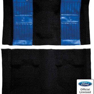 OER® - Black with Medium Blue Pony Inserts Nylon Loop Replacement Passenger Area Carpet Kit