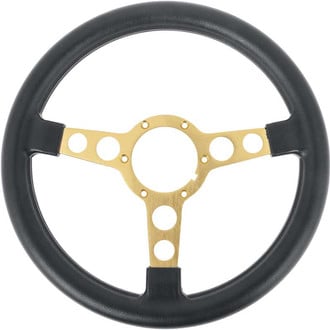 OER® - Formula Series Steering Wheel with 3-7/8" Black Molded Grips & Gold Anodized Spokes