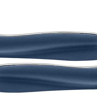 OER® - Strato Bucket Seat Side Panel Apron Covers with Mylar Chrome Trim, Dark Blue ABS