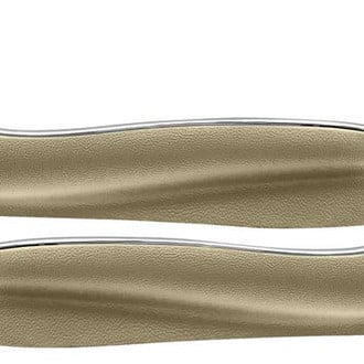 OER® - Strato Bucket Seat Side Panel Apron Covers with Mylar Chrome Trim, Sandalwood / Off White ABS