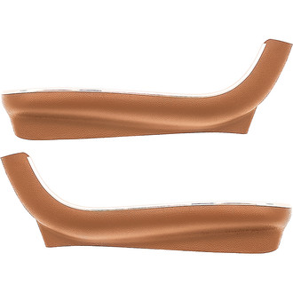 OER® - Strato Bucket Seat Side Panel Apron Covers with Mylar Chrome Trim, Light Saddle Tan ABS