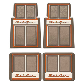 OER® - 1st & 2nd Row Brown/Copper/Beige Carpet Floor Mats with Bel Air Script Logo