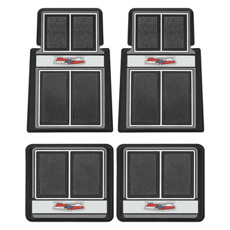 OER® - 1st & 2nd Row Black/Charcoal/Gray Carpet Floor Mats with Bel Air Crest Logo