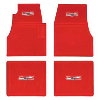 OER® - 1st & 2nd Row Red Rubber Floor Mats with Bel Air Crest Logo