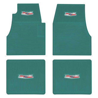 OER® - 1st & 2nd Row Light Green Rubber Floor Mats with Bel Air Crest Logo