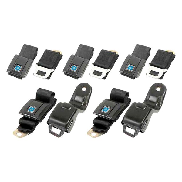 OER® R192 Retractable Seat Belts, Black with Chrome Latches