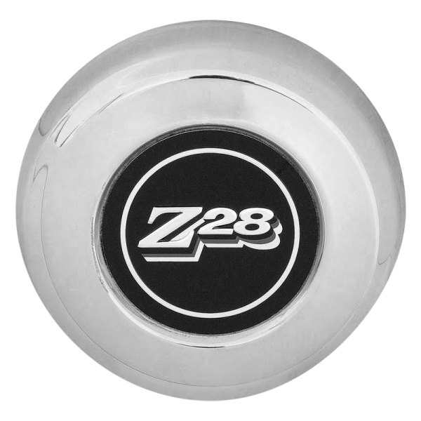 OER® - Silver Wheel Center Hub Cap With "Z-28" Logo on a Black Background