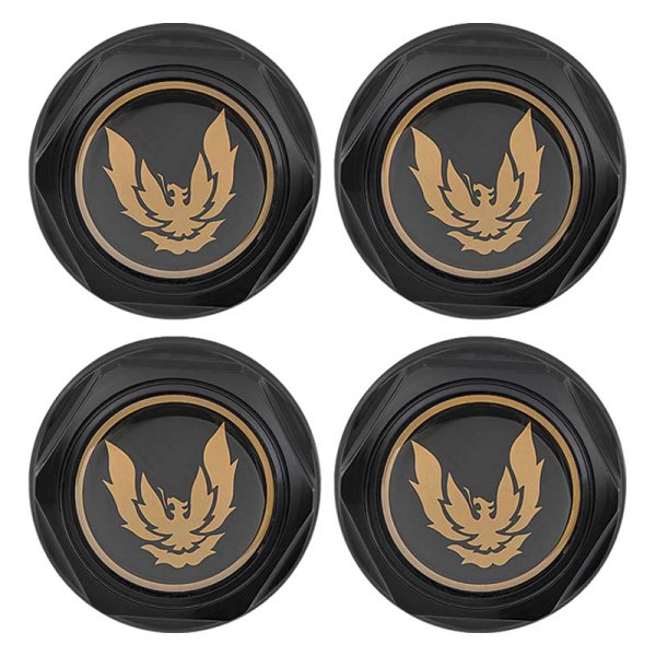 OER® - Flat Black Wheel Center Caps With Late Gold Bird Logo