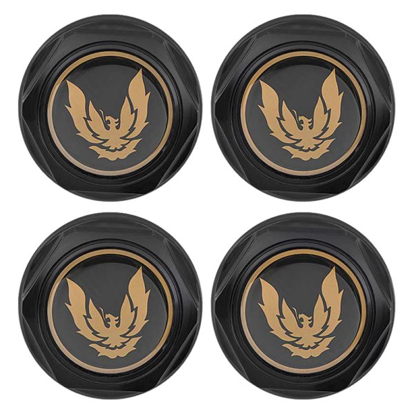 OER® - Flat Black Wheel Center Caps With Late Gold Bird Logo
