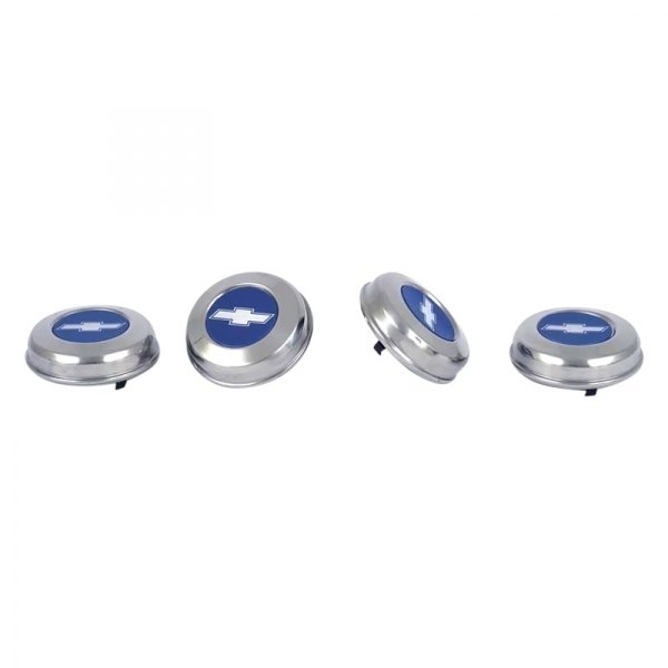 OER® - Chrome Wheel Center Caps With Blue Bow Tie Logo