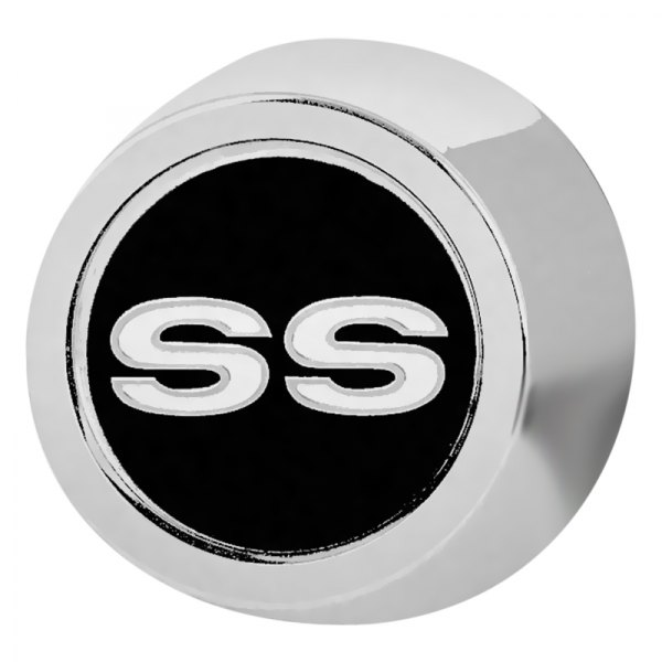 OER® - Chrome Wheel Center Cap With Silver SS Logo on a Black Background