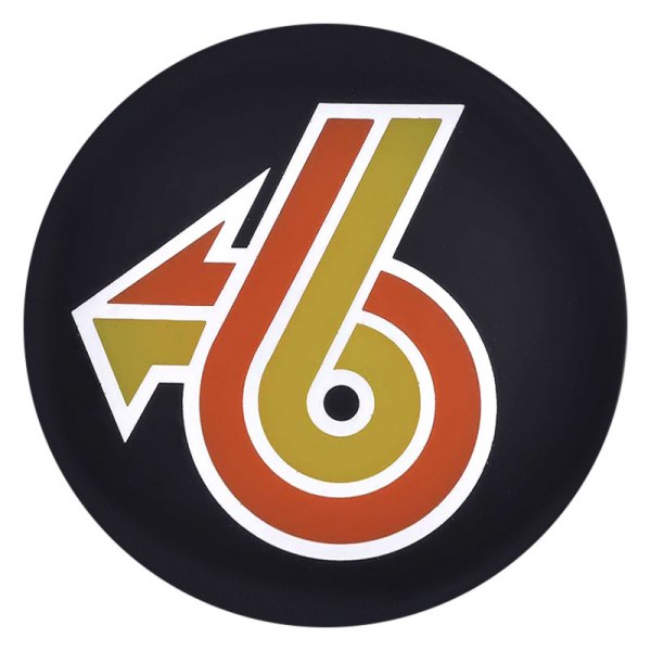 OER® - Black Wheel Hub Cap Emblem With Orange/Yellow Turbo 6 Logo