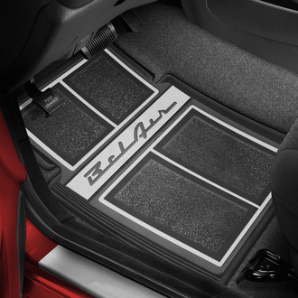OER® - 1st & 2nd Row Black/Charcoal/Gray Carpet Floor Mats with Bel Air Script Logo