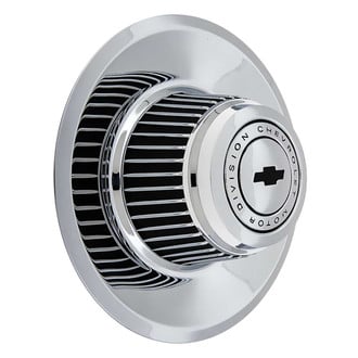 OER® - Tall Chrome Wheel Center Cap With Black Bow Tie Logo