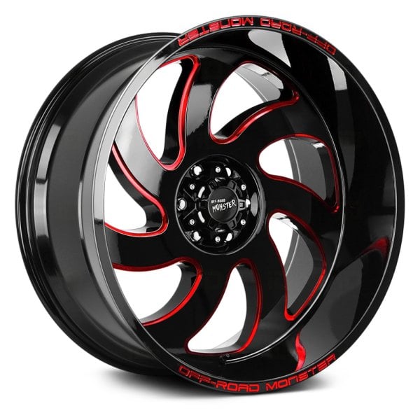 OFF-ROAD MONSTER® M07 Wheels - Gloss Black with Candy Red Milled ...