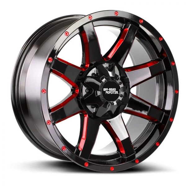 OFF-ROAD MONSTER® - M08 Gloss Black with Candy Red Milled Accents