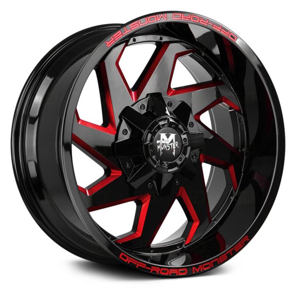 OFF-ROAD MONSTER® M09 Wheels - Gloss Black with Candy Red Milled ...