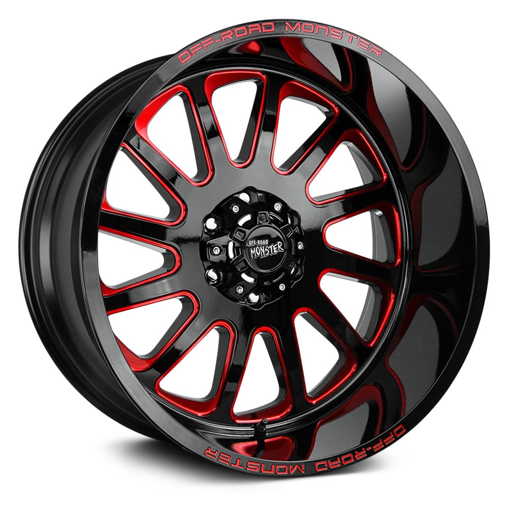 OFF-ROAD MONSTER® M17 Wheels - Gloss Black with Candy Red Milled ...