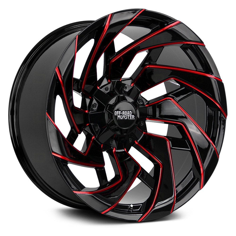 OFF-ROAD MONSTER® M24 Wheels - Gloss Black with Candy Red Milled ...