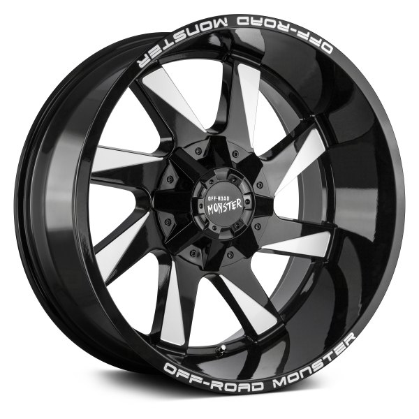 【OFOF】IF GLOSSY BLACK Off-Road Monster Milled Gloss Black M08 Wheels | Rugged Ridge